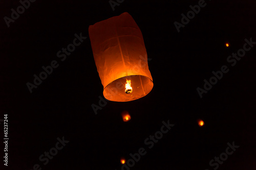 Floating Lantern on Yee Peng festival, thai lanna traditional 