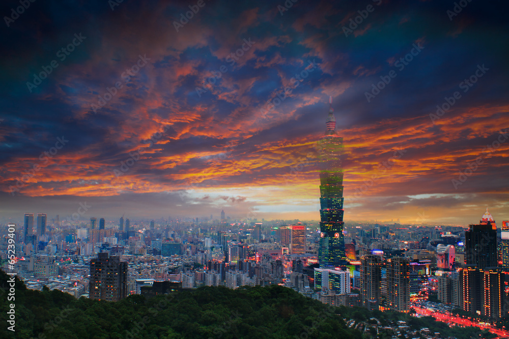Skyline of Xinyi District in Taipei