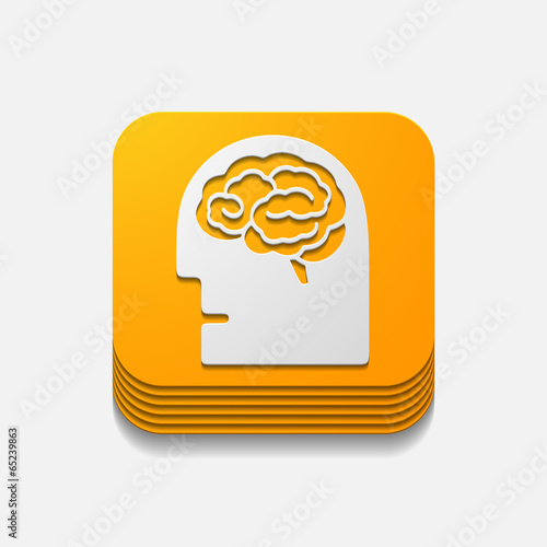 square button: brain photo