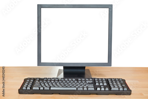 black display with cutout screen and keyboard