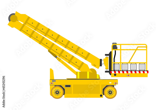Self propelled scissor lift isolated on white background.