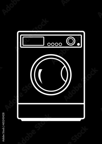 Washing machine on black background