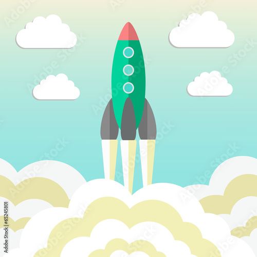 rocket takes off and concept of startup business