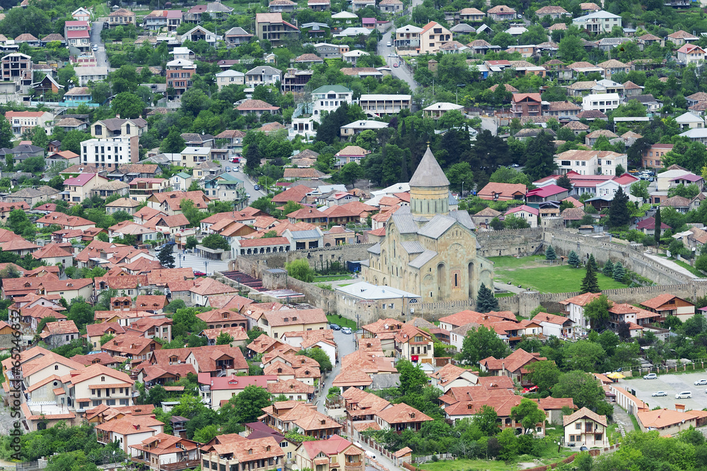Aerial view of Mtskheta city, old capital of Georgia