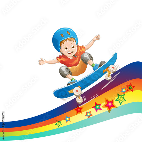 Cartoon skater boy flying through the air
