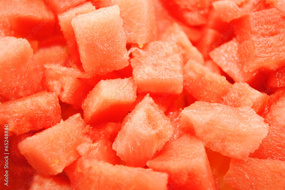 Close Up of Diced Fresh Ripe Watermelon Close Up of Diced Fresh Ripe Watermelon