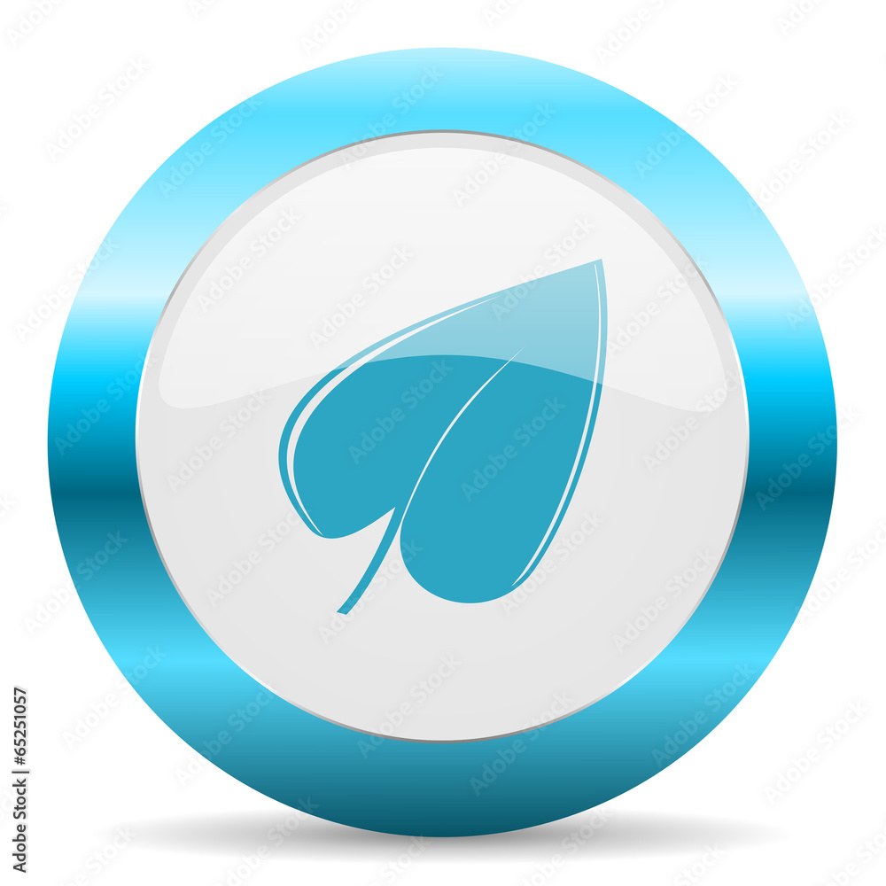 leaf blue glossy icon