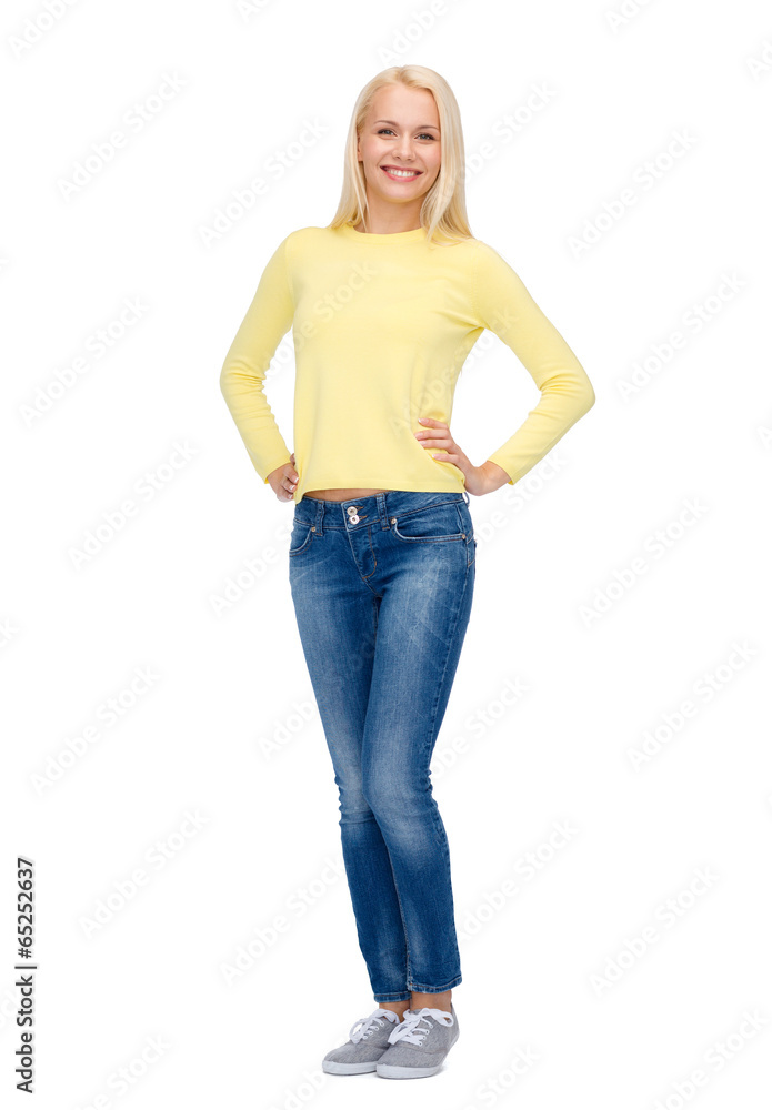 smiling girl in casual clothes smiling girl in casual clothes