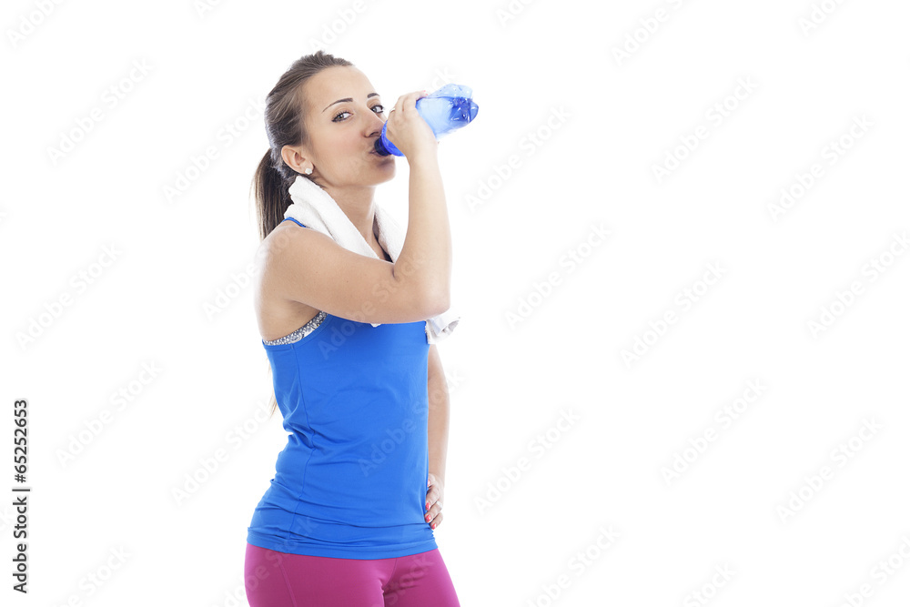 beautiful young sporty woman with a bottle of water beautiful young sporty woman with a bottle of water