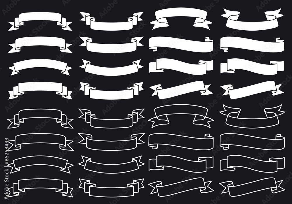 ribbon banners on chalkboard, vector set Stock Vector | Adobe Stock