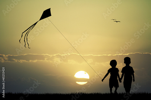 children with kite