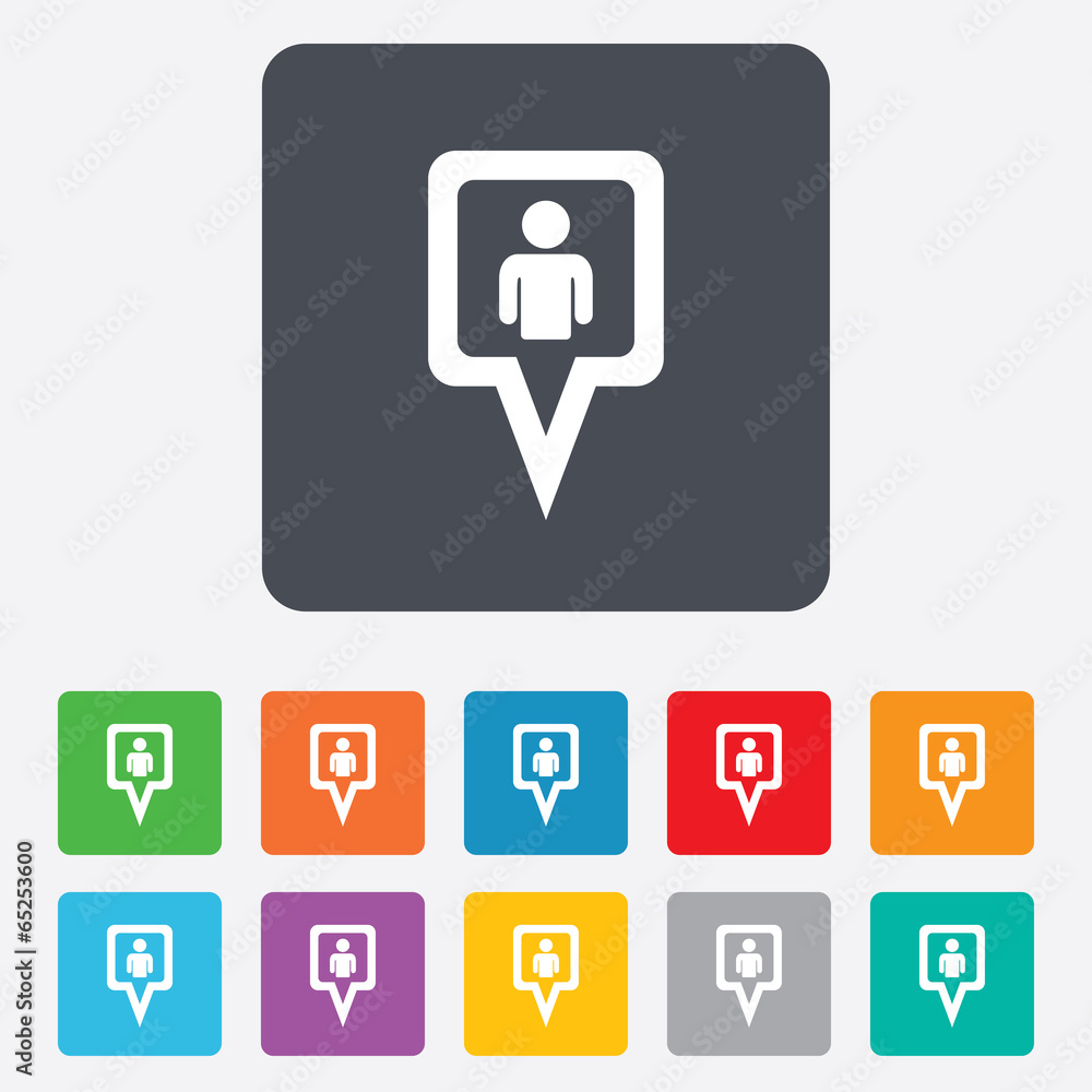 Map pointer user sign icon. Marker symbol. Map pointer user sign icon. Marker symbol.