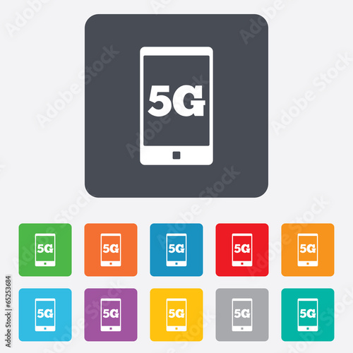 5G sign. Mobile telecommunications technology.