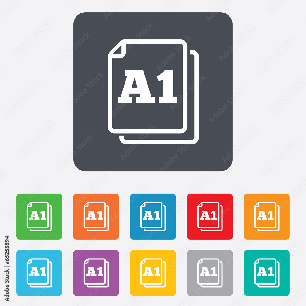 Paper size A1 standard icon. Document symbol. Paper size A1 standard icon. Document symbol.