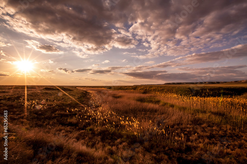 Fotografie Sunset in the steppe of Kazakhstan