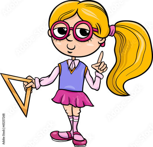 grade school girl cartoon illustration