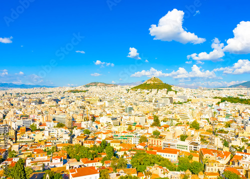 Aerial view of Athens town with lecabetus hill in Greece photo