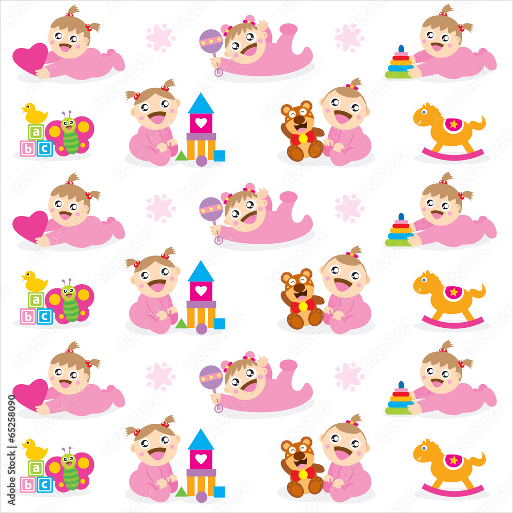 Baby Girl and Toy Seamless Baby Girl and Toy Seamless