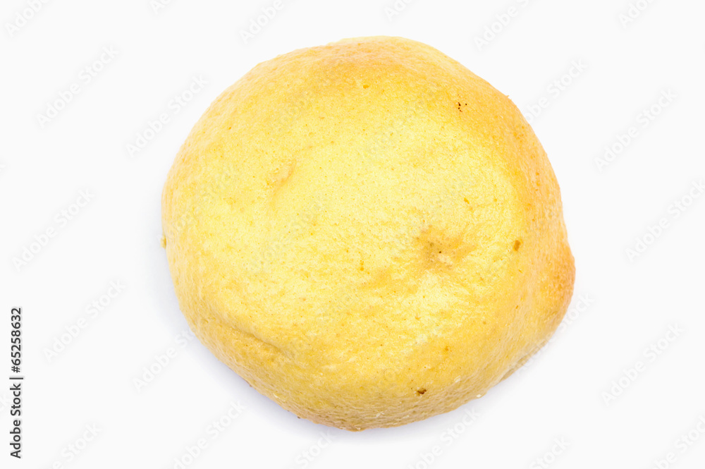 round bread on white background, top view round bread on white background, top view