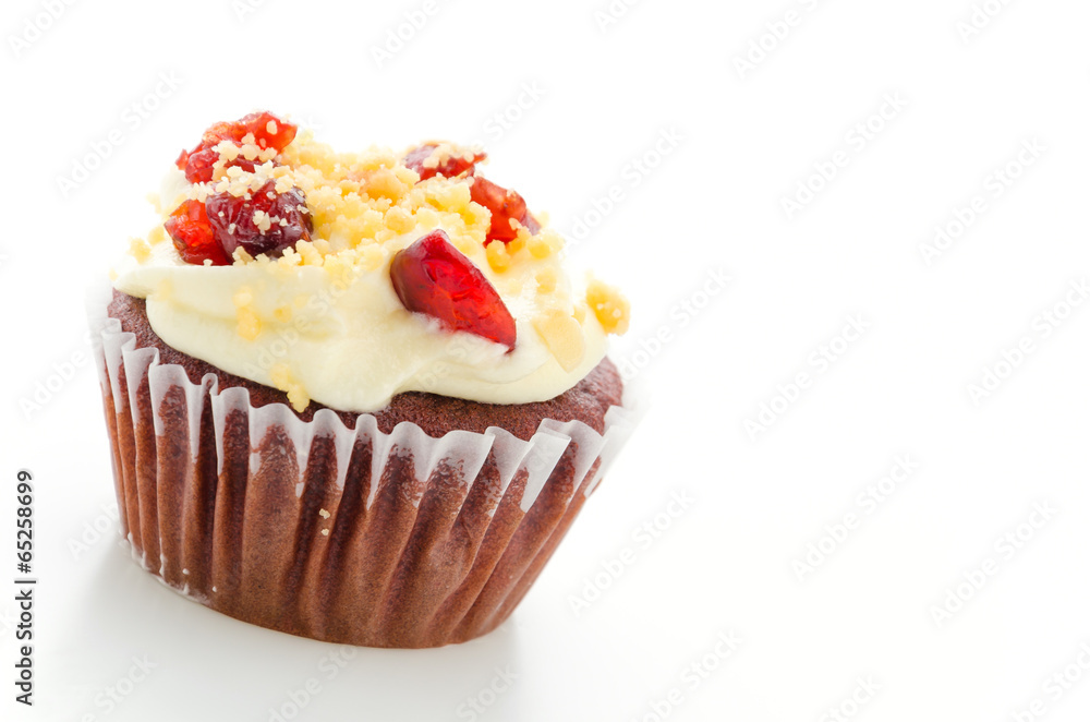 Red cupcake velvet isolated white background Red cupcake velvet isolated white background