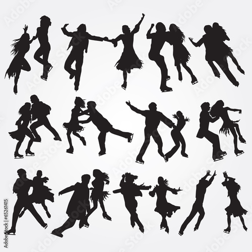 Silhouettes of skaters on a white background. Set of icons. EPS