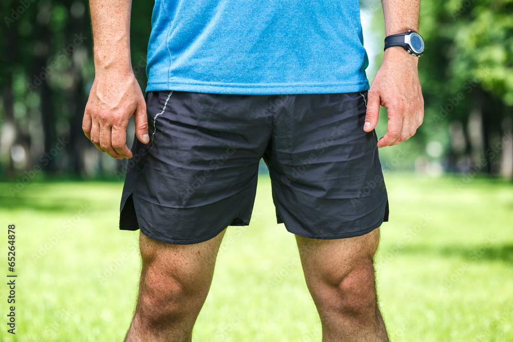 Closeup of a male runner standing - space for text. Closeup of a male runner standing - space for text.