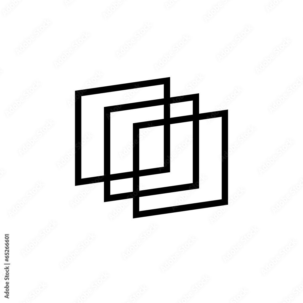 3 layers icon - browser, windows concept