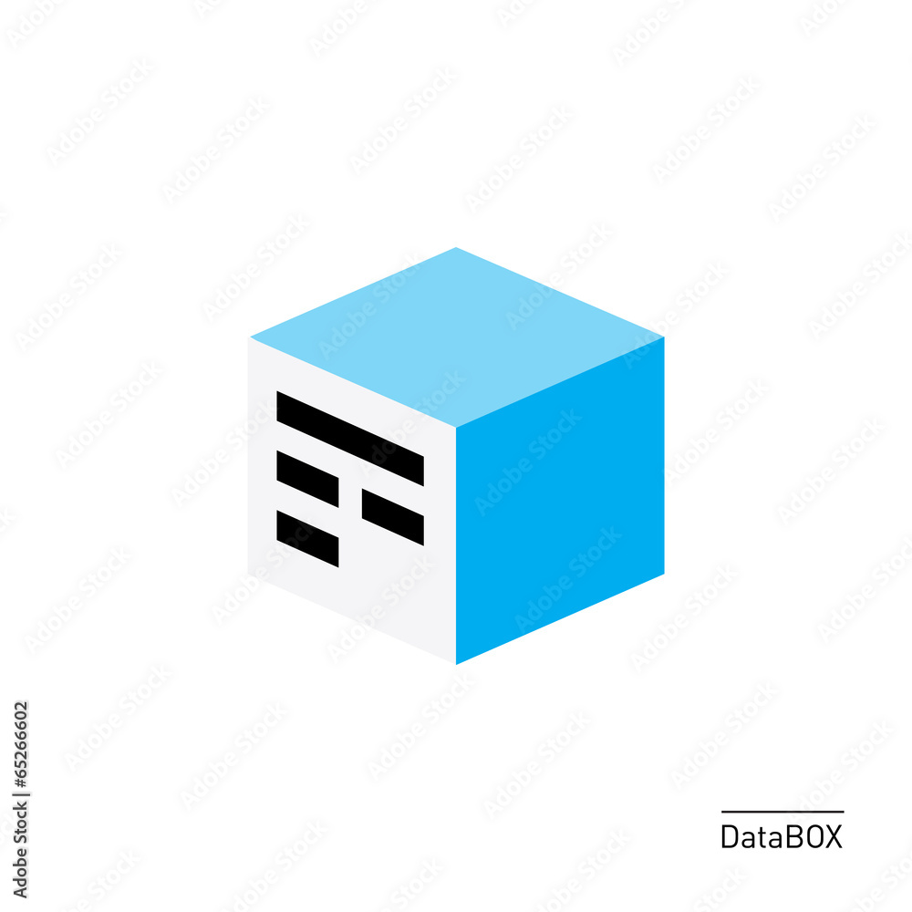Data stored in box - flat 3d like icon Data stored in box - flat 3d like icon