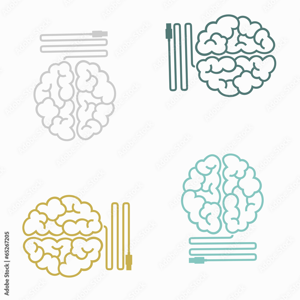 seamless background: brain, usb, plug seamless background: brain, usb, plug