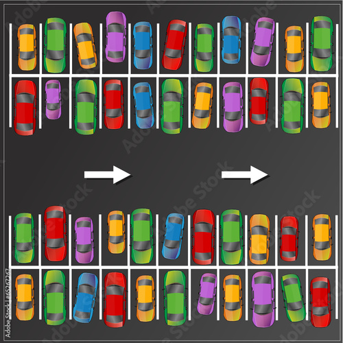 voitures multicolores garées sur un parking
