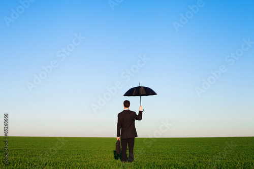 insurance concept, businessman in the field