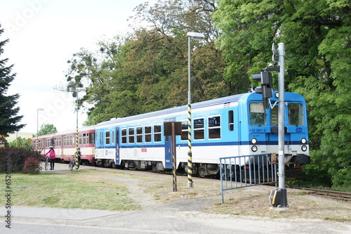 Local train on railway station in Mikulov, Czech republic