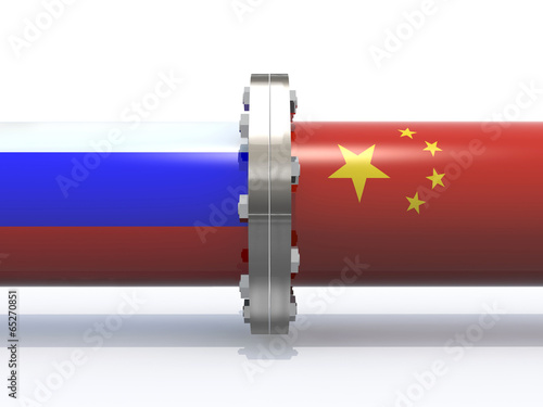 Photography gas tubes with russian and china flag