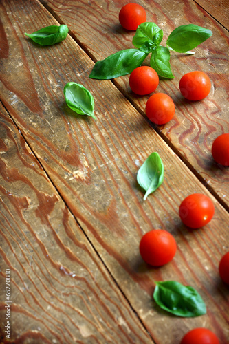 Basil leaves and tomatoes