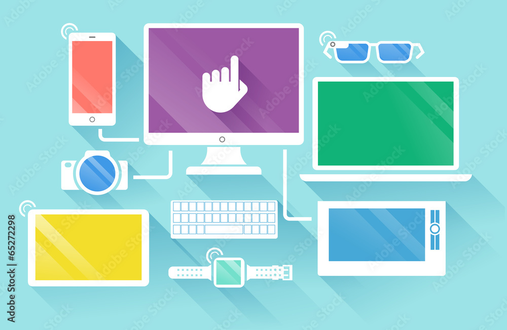 Flat design of modern devices. Vector illustration Flat design of modern devices. Vector illustration