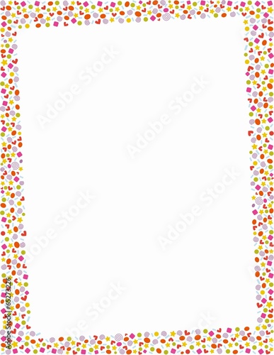 Colorful page border. Multicolored basic shapes.