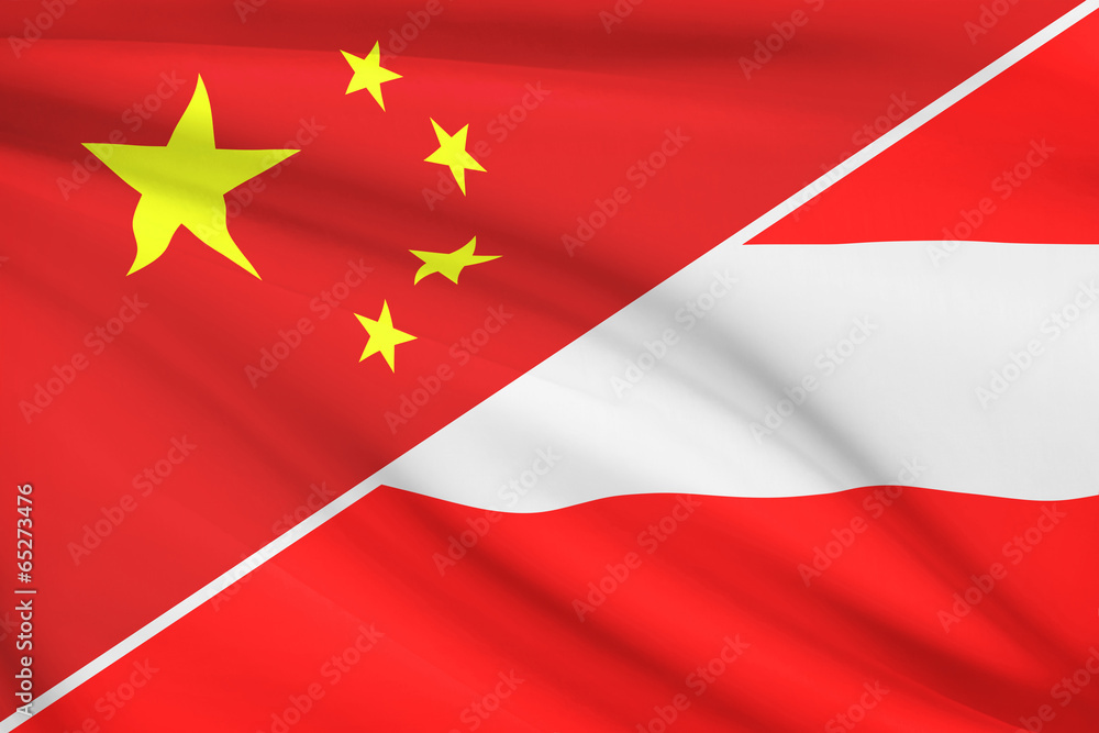 Series of ruffled flags. China and Republic of Austria. Series of ruffled flags. China and Republic of Austria.