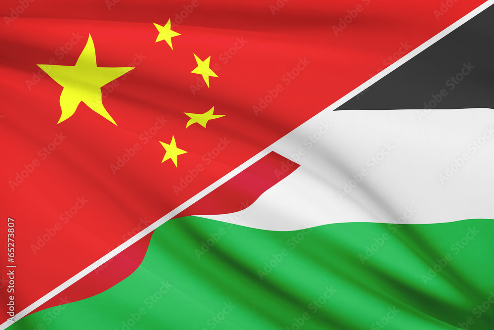Series of ruffled flags. China and Hashemite Kingdom of Jordan. Series of ruffled flags. China and Hashemite Kingdom of Jordan.