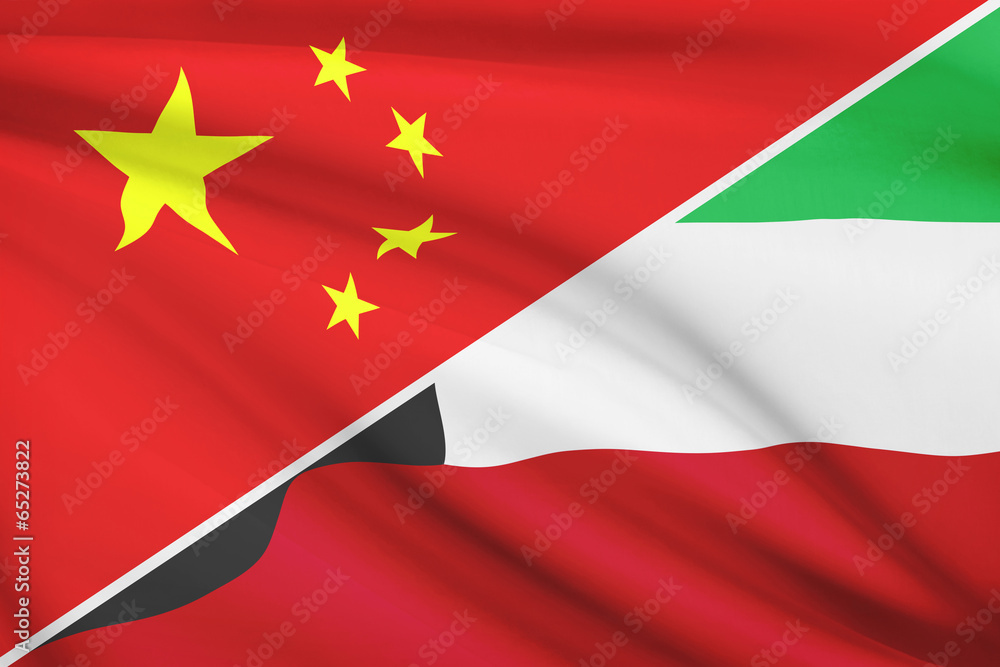 Series of ruffled flags. China and State of Kuwait. Series of ruffled flags. China and State of Kuwait.