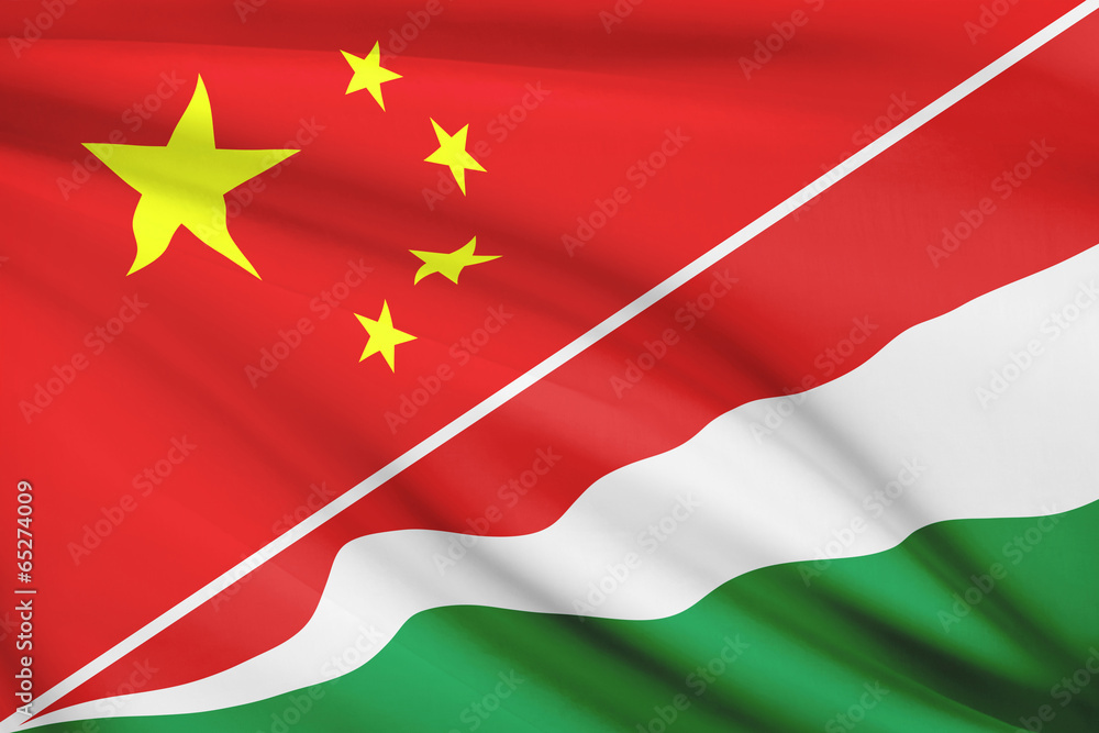 Series of ruffled flags. China and Republic of Seychelles. Series of ruffled flags. China and Republic of Seychelles.