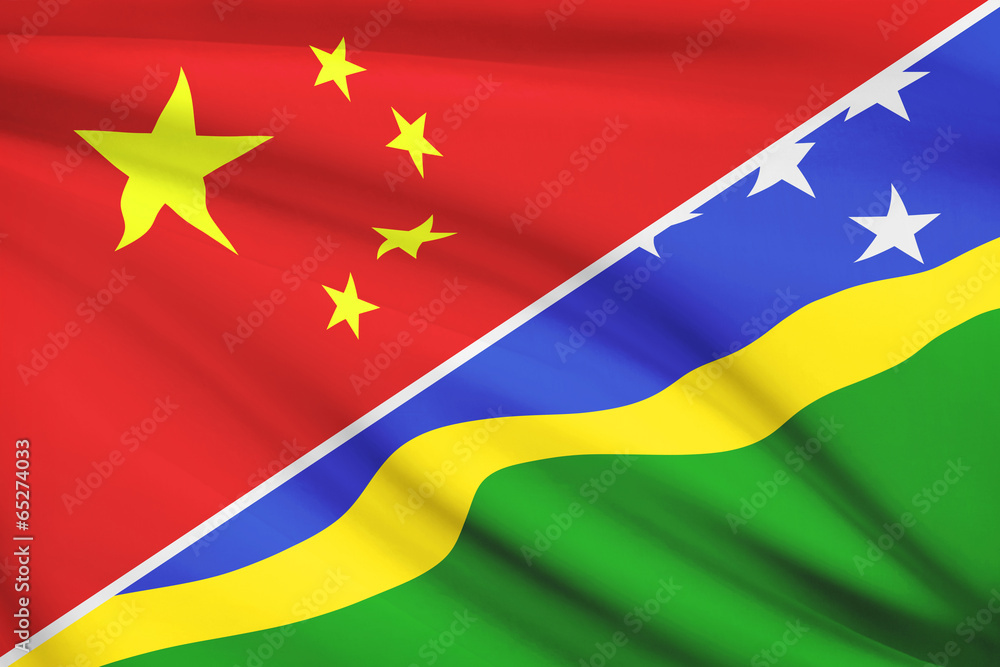 Series of ruffled flags. China and Solomon Islands. Series of ruffled flags. China and Solomon Islands.