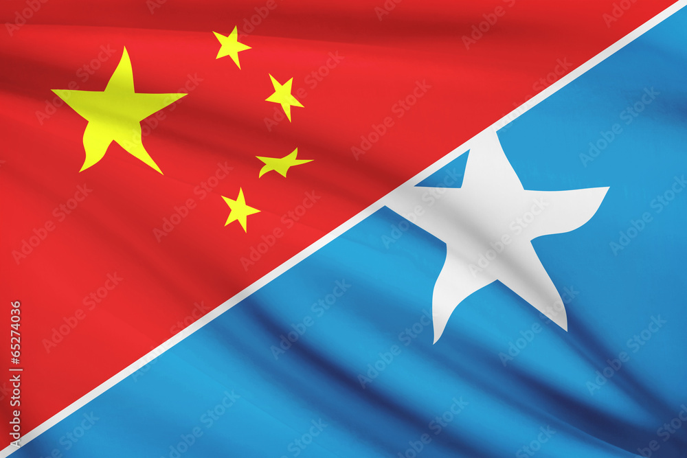 Series of ruffled flags. China and Federal Republic of Somalia.
