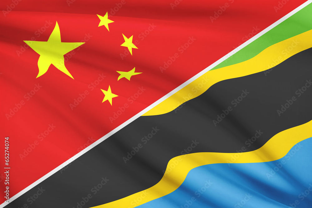 Series of ruffled flags. China and United Republic of Tanzania. Series of ruffled flags. China and United Republic of Tanzania.