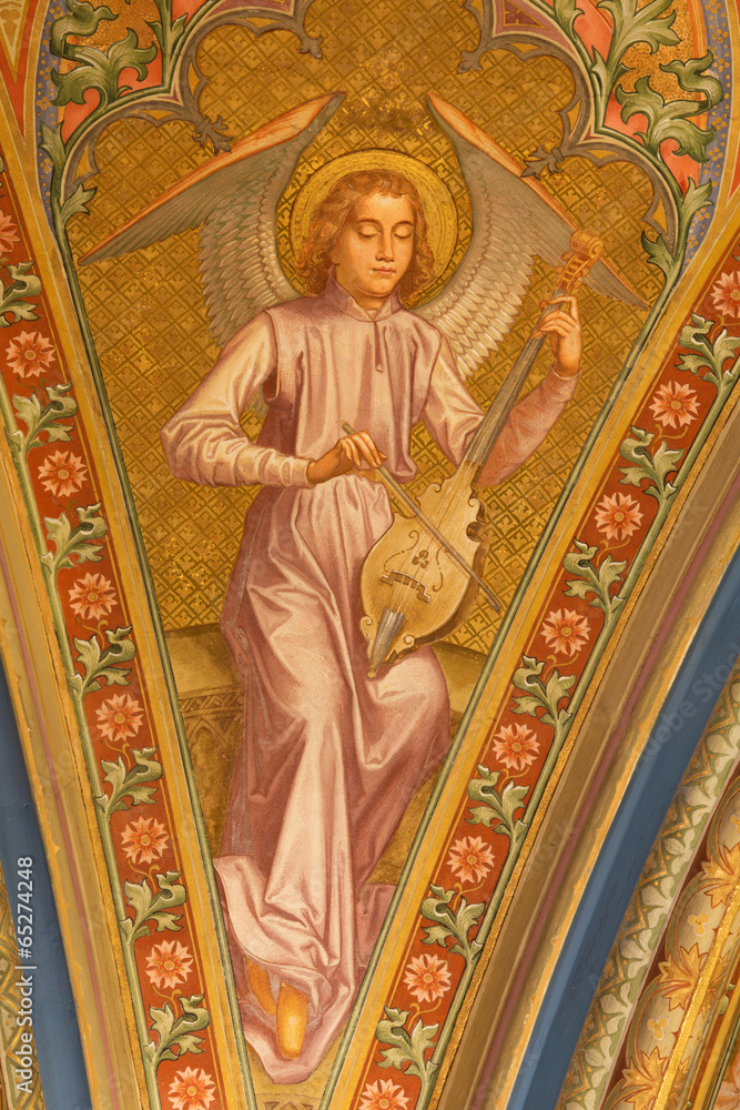 Vienna .- Fresco of angel with the music instrument