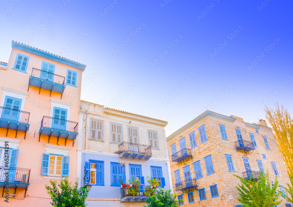 Historical beautiful buildings in Nafplio town in Greece Historical beautiful buildings in Nafplio town in Greece