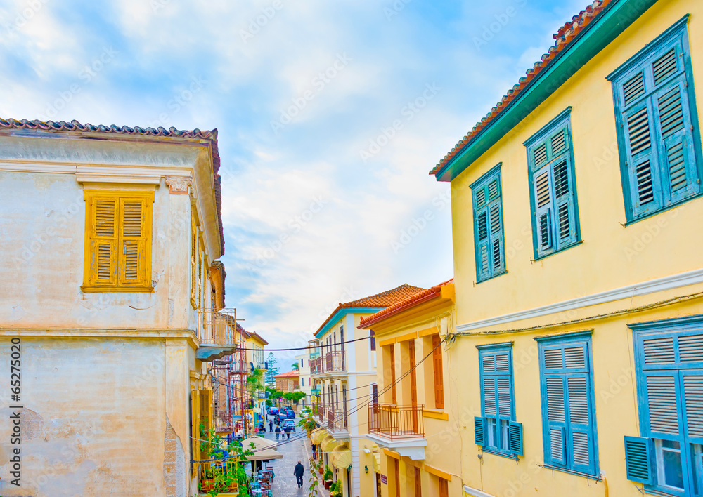 Naklejka premium Historic beautiful building in Nafplio town in Greece