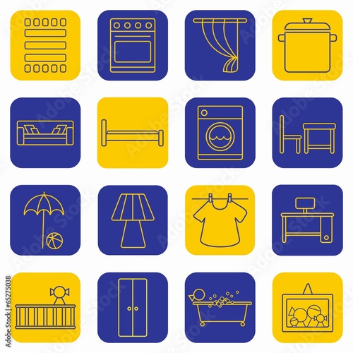 Set of furniture and appliances.