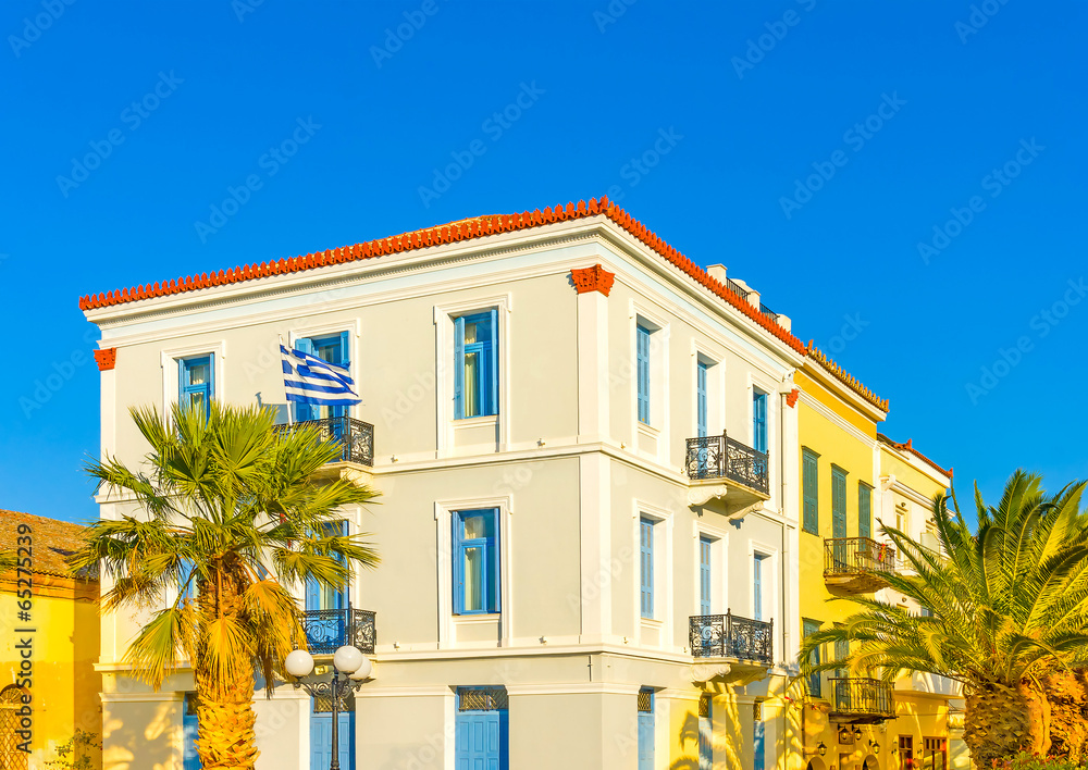 Fototapeta premium Historic beautiful building in Nafplio town in Greece