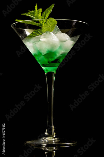 Cocktail with mint and ice