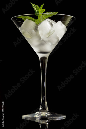 Cocktail with mint and ice